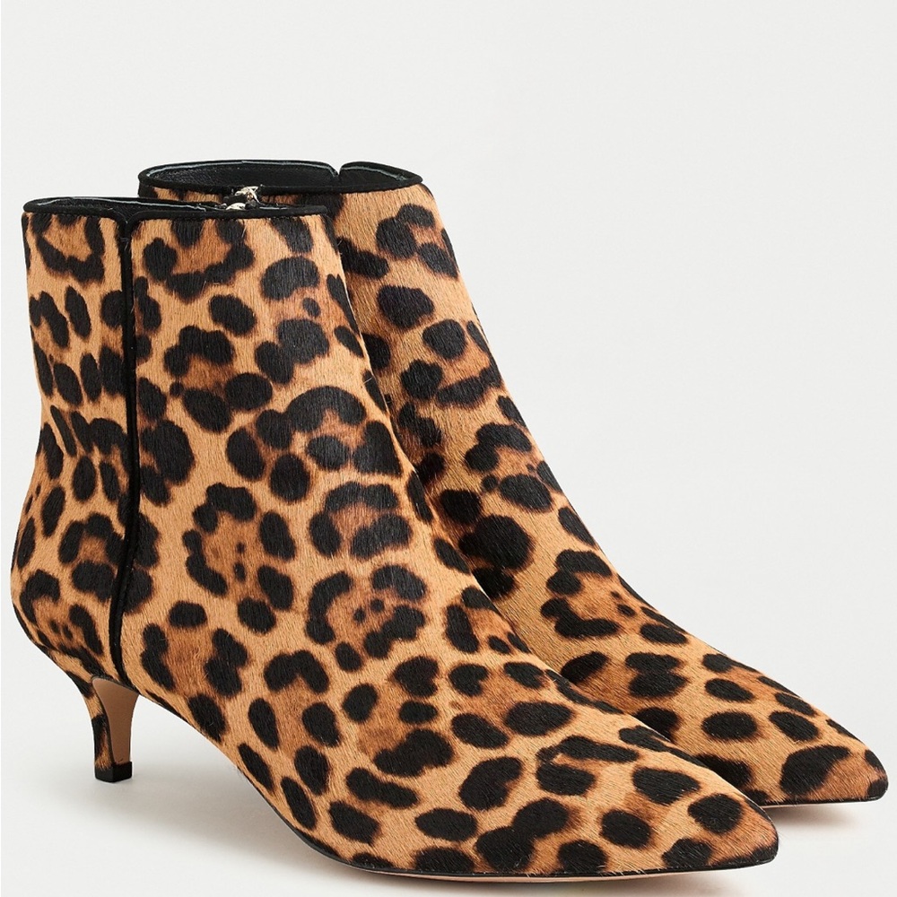 J Crew Fiona Leopard Kitten Heel Boots